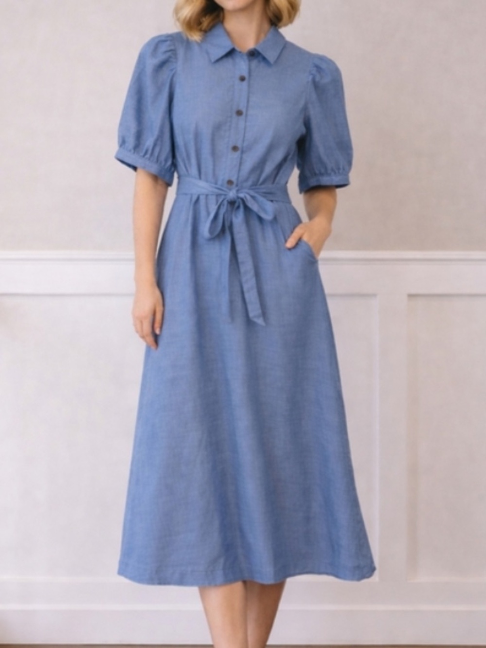 Ann Taylor  Medium Chambray blue midi dress